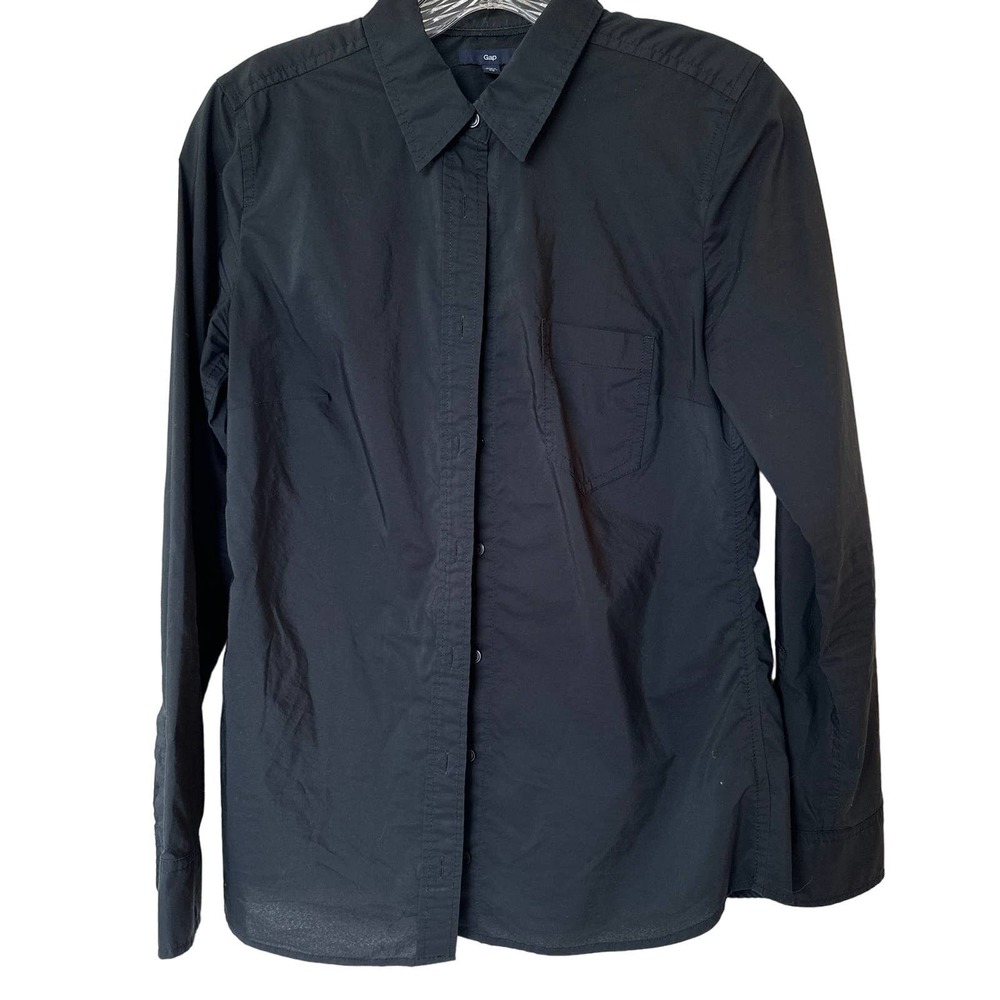 GAP Womens Black Long Sleeve Button Up Shirt- size XS